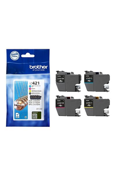 3D Brothers Brother | 421 Value Pack | Czarny | Żółty | Cyjan | Magenta | Wkład atramentowy | 200 stron