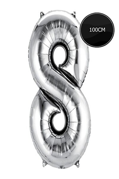 Bp Bizden Pastacılık 100cm 8 Number Foil Balloon Silver