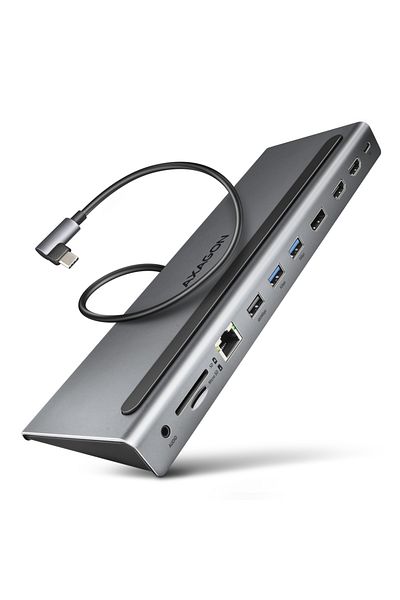 Axagon USB-C 5Gbps TRIPLE 4K DISPLAY 11in1 Hub | HMC-4KX3