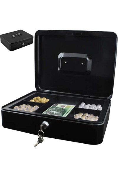 Malatec Large Money Box, Malatec, 30x24x9, Steel, Chrome Handle, Black Color