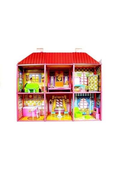 LeanToys Dollhouse with 2 floors and furniture, MCT 479, Red