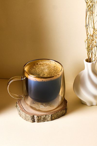 Perotti Cidar Heat Resistant Double Wall Glass Mug 280 ml