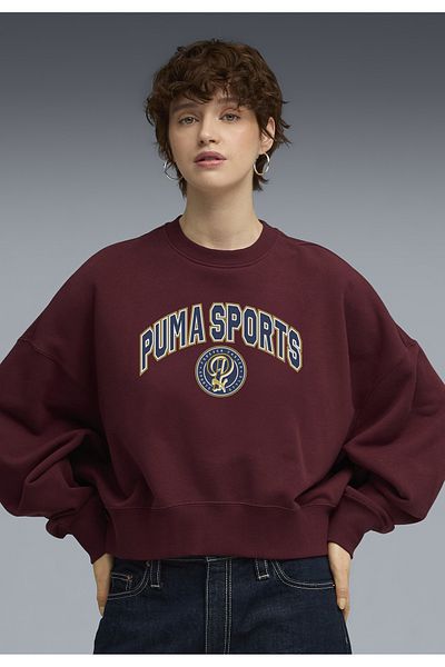 Puma Wardrobe Essentials Sports Legacy Oversized Graphic Crew Sweatshirt Women