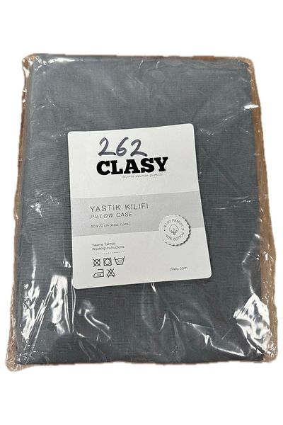Clasy Ranforce 100% Cotton 2 Pieces Pillow Case Plain Anthracite Gray