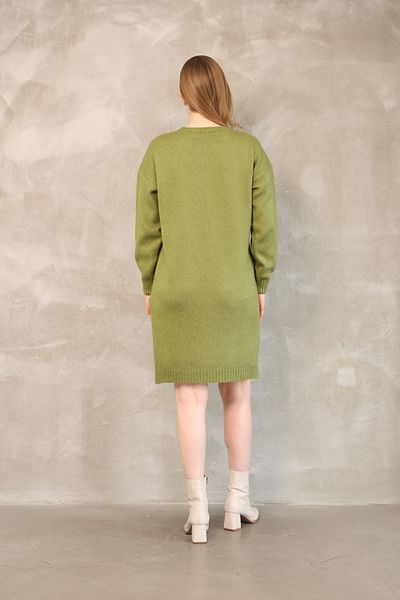 ALCHON Round Crew Neck Long Sleeve Pocket Side Slit Soft Texture Winter Knitwear Midi Length Pullover Tunic