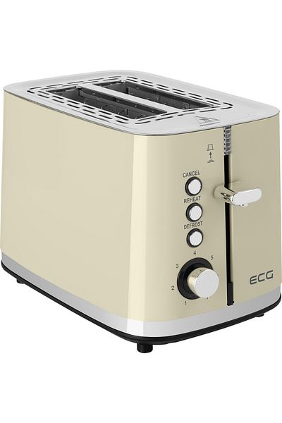 ECG Prăjitor de pâine ST 2766 Vintage cu vanilie, 925 W, 2 felii, 7 niveluri de rumenire, cremă