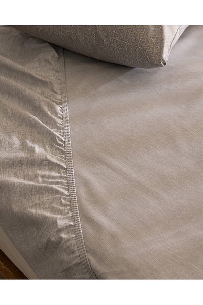Madame Coco Odette Double 100% Cotton Ranforce Fitted Sheet Set - Gray
