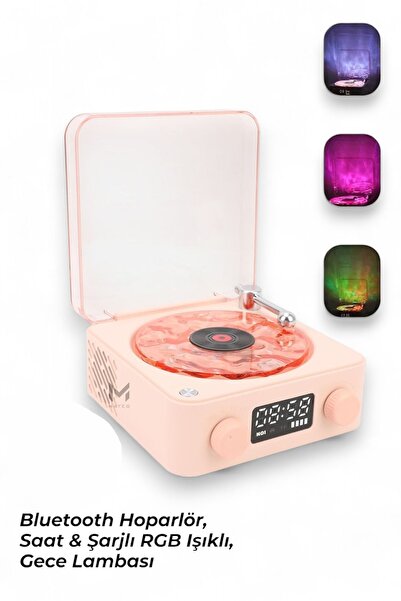 Wair Teknoloji Retro Pikap Tasarımlı Bluetooth Hoparlör | Dijital Saatli & LE...