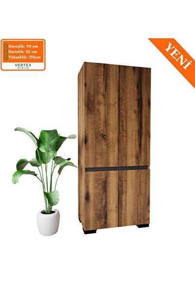 VM VERTEX MOBİLYA Floransa 4 Kapılı Flr4-ırf Ceviz - Antrasit Gardırop-çok Am...