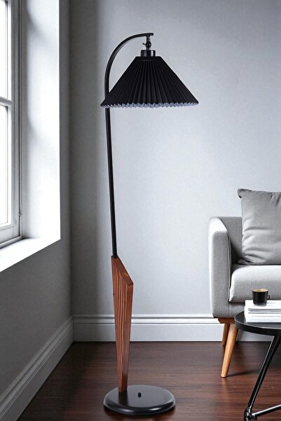 Lumexx AKTAN CEVİZ LAMBADER PİLELİ SİYAH ABAJURLU