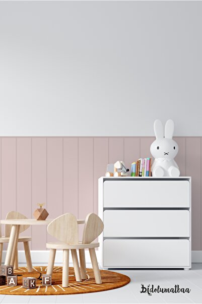 Bidolumatbaa Dekoratif Çizgili Soft Pink Duvar Desen Panel Kaplama Folyosu