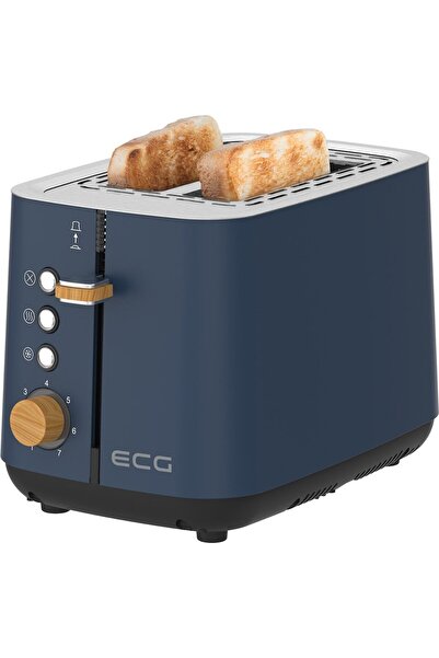 ECG Prăjitor de pâine pe benzină ST 2768 Timber, 925 W, 2 felii, 7 niveluri, oțel inoxidabil, elemente din lemn