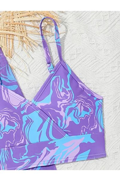 3b kids μαγιό μπικίνι σετ φούστα μπουστάκι πολύχρωμο μωβ χρώμα νεαρό κορίτσι παιδικά ρούχα παραλίας