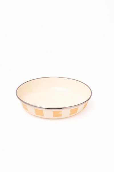 EMAYlab Beige Enamel Bowl Plate - Bowl Bowl - Salad Bowl - Presentation Bowl 21cm