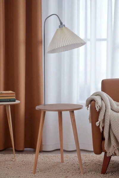 Lumexx ATLAS NATUREL-GRİ LAMBADER PİLELİ KREM ABAJURLU