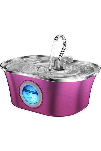 Elindor Dispenser De Apa Pentru Pisici Și Câini, 3,2 L, Silențios, Filtrare Cu Cărbune, Roz