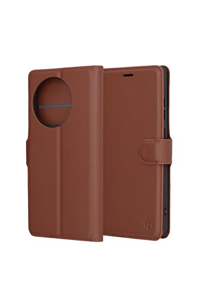 Techsuit Husă OnePlus 13R - Folio din piele - Maro