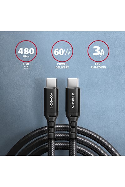 Axagon Data and charging cable, 3 m | BUCM-CM30AB | USB Type C to USB Type C