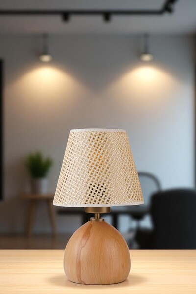 Lumexx Cameron Naturel Petek Table Lamp with Shade