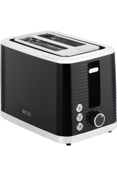 ECG Prăjitor de pâine ST 2750 Stripe, 930 W, 2 felii, 7 niveluri de rumenire, elemente din oțel inoxidabil, negru
