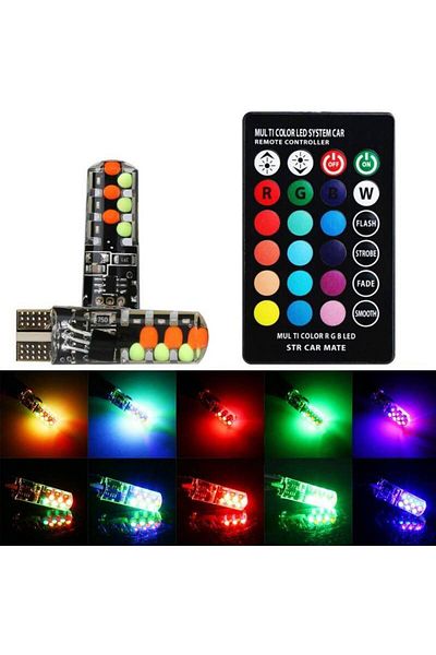 BGRJ Automotive T10 RGB LED bulbs with remote control, position or interior