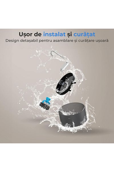 Elindor Dispenser De Apa Pentru Pisici Și Câini, 2 L, Silențios, Filtrare Cu Cărbune, Negru