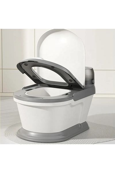 Little Mom Olita pentru copii tip minitoaleta Little Mom Grey, cu adaptor confortabil din PU, design ergonomic,