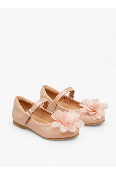 Juniors حذاء راقصة باليه مزين بالزهور مزود بخطاف وحلقة للإغلاق