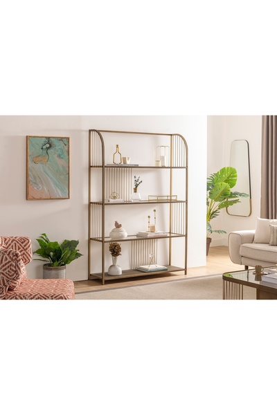 Vivense STREAM KİTAPLIK, PİRİNÇ, 120CM