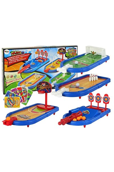 LeanToys Set de jocuri 4 in 1, pentru copii, baschet, fotbal, bowling si tint...