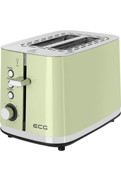 ECG Prăjitor de pâine ST 2766 Vintage Olive, 925 W, 2 felii, 7 niveluri de rumenire, verde măsliniu