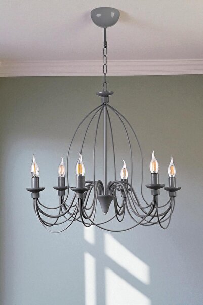 Lumexx BERFİN 6 LI GRİ RUSTİK AVİZE