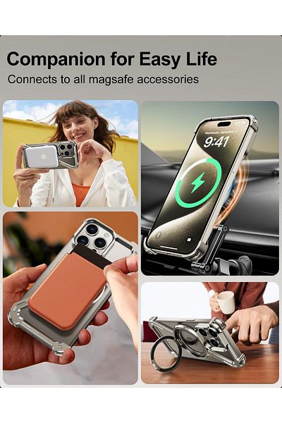 Generic Phone Case Compatible With Iphone 16 Pro Max, 360° Rotation Kickstand