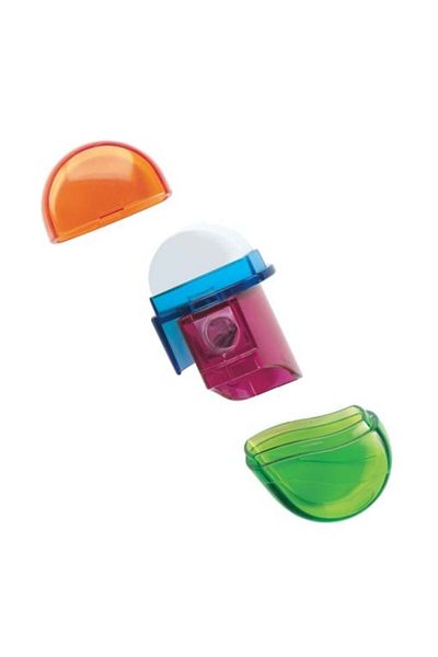 Herlitz Material Plastic, 2-in-1 Oval Sharpener & Eraser, Assorted Colors,
