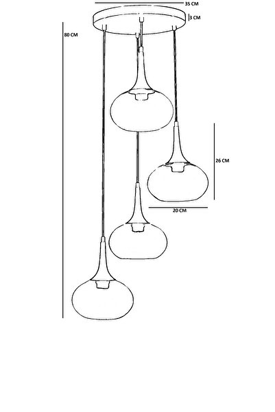 Lumexx ZARA 4 LÜ TEPSİLİ ESKİTME BAL CAMLI SARKIT
