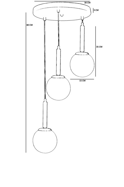 Lumexx SEZGİ 3 LÜ TEPSİLİ ESKİTME BEYAZ CAMLI SARKIT