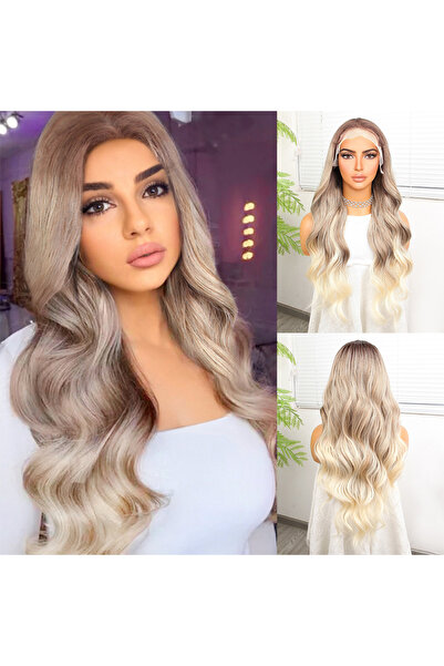 Afrodit Giyim شعر مستعار من التول المموج العريض من الألياف الاصطناعية بلون ال...