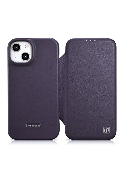 ICARER Husă din piele premium MagSafe CE pentru iPhone 14 Plus cu clapă magne...