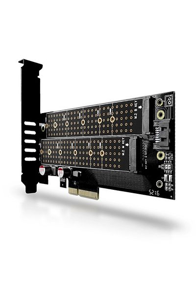 Axagon PCI-Express x4 adapter to connect up to two M.2 disks to a computer | PCEM2-D