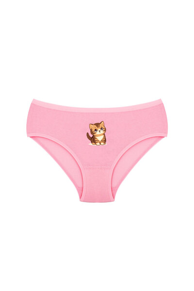 Öts Kız Çocuk 6'lı Paket Pamuklu Kedi Baskılı Külot Mix Color