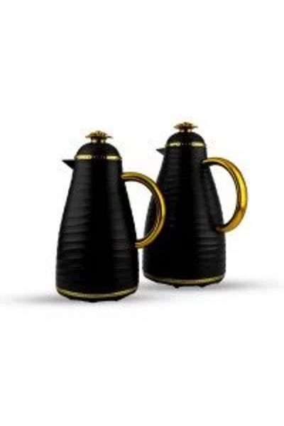BASURRAH Basurra Tea and Coffee Thermos Set Black 2 Pieces Size 1 - 1.5 Liter