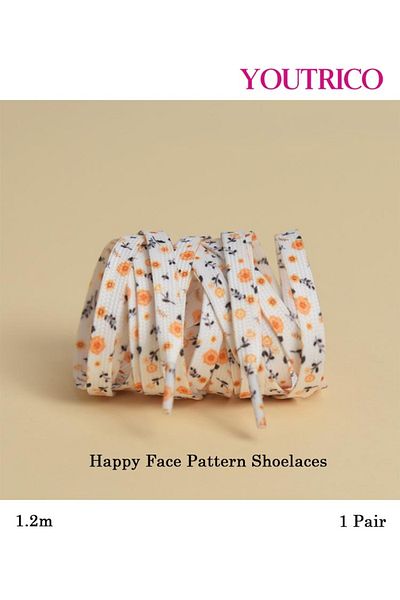 Youtrico 1 Pair Tiny Floral Pattern Shoelaces - 120cm Polyester Laces