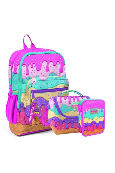 Coral High Kids 3-Piece School Bag Set (New)