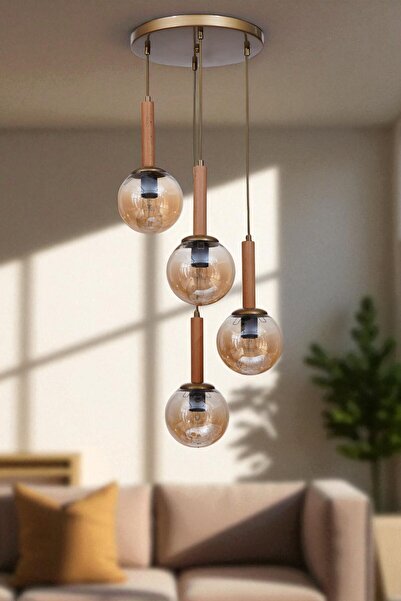 Lumexx IŞIL 4 LÜ TEPSİLİ NATUREL BAL CAMLI SARKIT