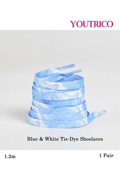 Youtrico 1 Pair Ombre Tie-Dye Flat Shoelaces - 120cm Polyester Laces