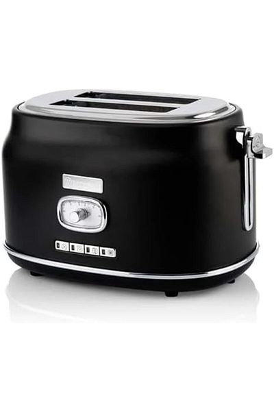Westinghouse USA Retro 2-Slice Toaster – Black | 6 Browning Levels, Self-Centering Slots, Crumb Tr