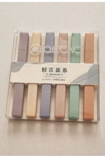 ATABY 6 Pack Ultra Soft Pastel Colors Highlighter Oecac Qj-0924A