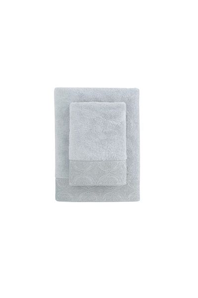 Soft Cotton Soft Cotton - Luxury Bath Towel Set (2 Pieces) 100% Cotton Grey with Embroidery, Dimensions 50X100+85X150 cm
