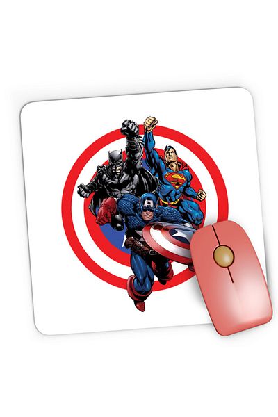 OEM Mousepad Gaming Captain America Superman Batman Fight Around World, 21x19 см