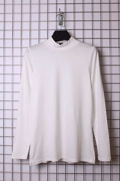 YXL COLLECTION Women's Plus Size Turtleneck Long Sleeve Lycra Combed Cotton Badi - Ecru